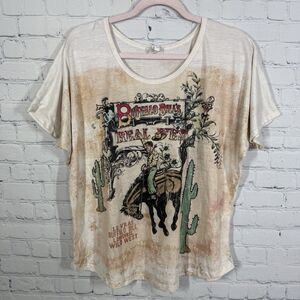 Vintage Y2K Buffalo Bill’s Blouse Women XL Curved Hem Western Cowgirl Farm Top